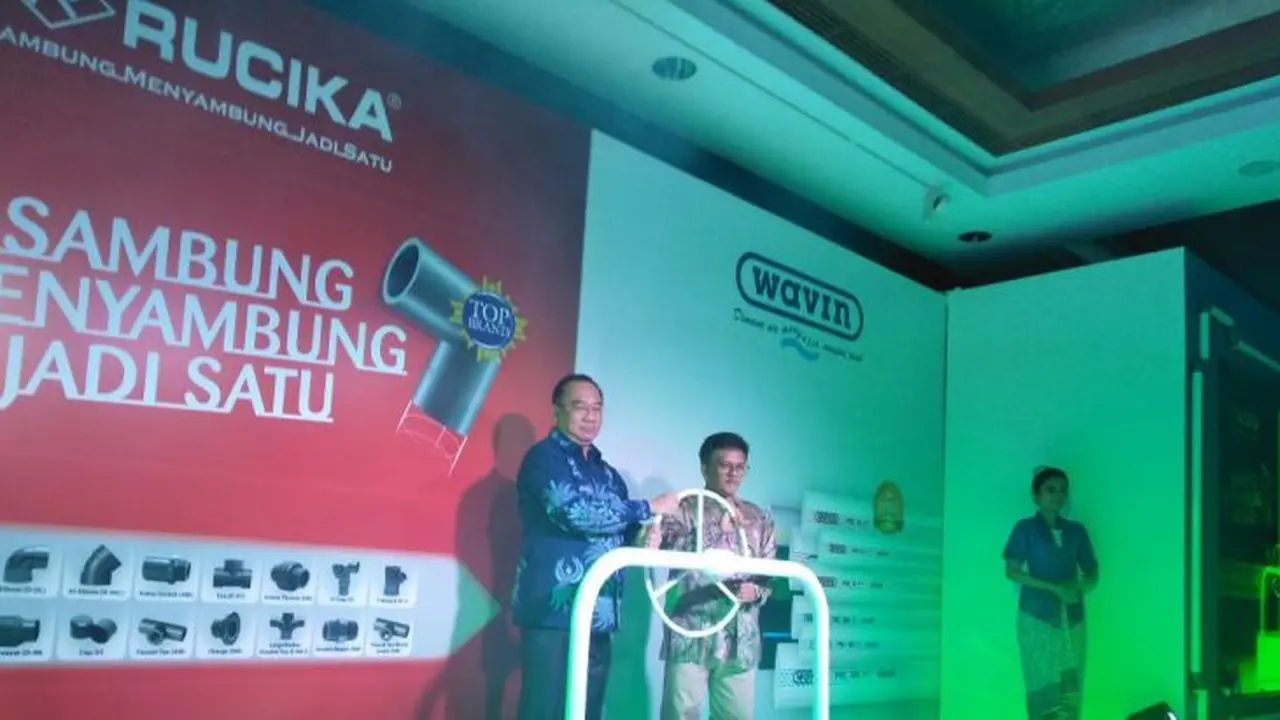 PT Wavin Duta Jaya melakukan penggabungan merek dua produk pipa Wavin dan Rucika menjadi Rucika Wavin. (Deny/Liputan6.com)