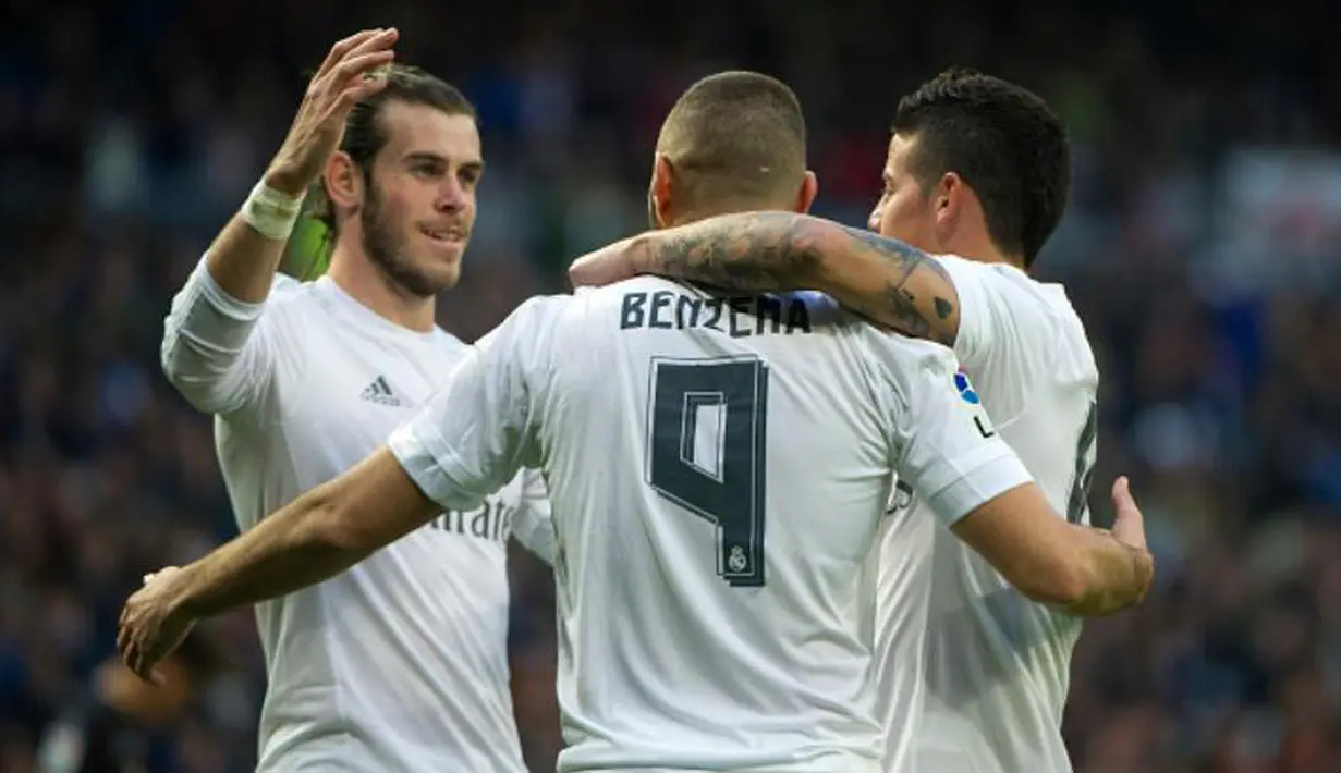 Real Madrid meraih kemenangan 10-2 atas Rayo Vallecano di Santiago Bernabeu, Madrid, Minggu (20/12/2015) malam WIB. (AFP/Curto de la Torre)