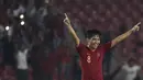 Gelandang Timnas Indonesia, Witan Sulaeman, merayakan kemenangan atas UEA pada laga AFC U-19 Championship di SUGBK, Jakarta, Selasa (24/10). Indonesia menang 1-0 atas UEA. (Bola.com/Vitalis Yogi Trisna)