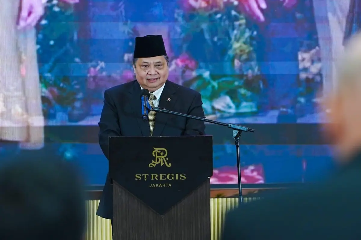 Menteri Koordinator Bidang Perekonomian Airlangga Hartarto, ketika memberikan keynote speech dalam acara National Day Kerajaan Thailand yang juga memperingati hari kelahiran mendiang Raja Thailand, Yang Mulia Raja Bhumibol Adulyadej, di Jakarta, Rabu (4/12)