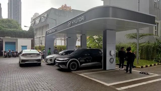 Ilustrasi tempat pengecasan mobil listrik