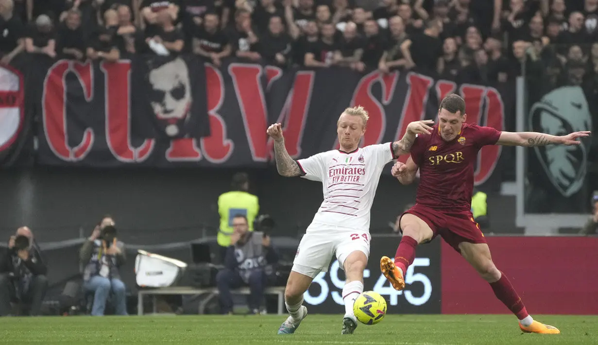 <p>AS Roma harus puas berbagi poin dengan AC Milan pada giornata ke-32 Liga Italia. (AP Photo/Gregorio Borgia)</p>