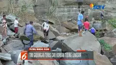Tim gabungan masih melakukan pencarian terhadap korban longsornya tebing batu setinggi 50 meter yang longsor di Polewali Mandar, Sulbar.