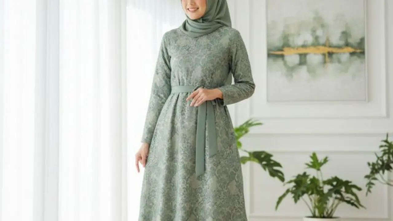 Ilustasi Gamis Brokat Islami (Sumber: Gemini AI)