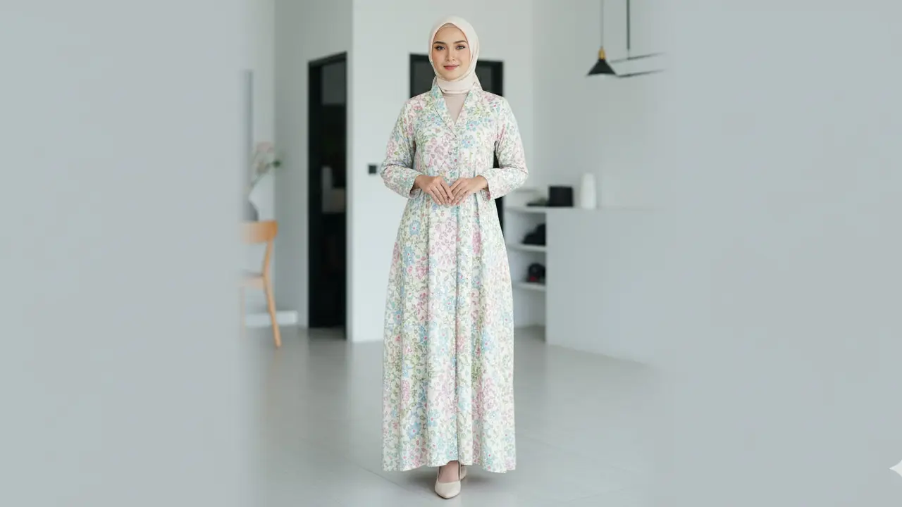 Model Gamis Batik Kombinasi Modern (Foto: Gemini)