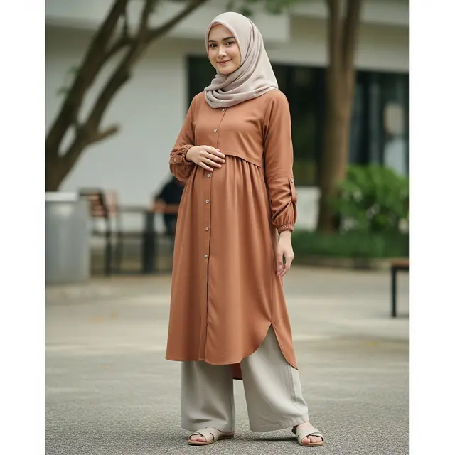 Model Gamis Kekinian untuk Ibu Menyusui (Image by Gemini AI)