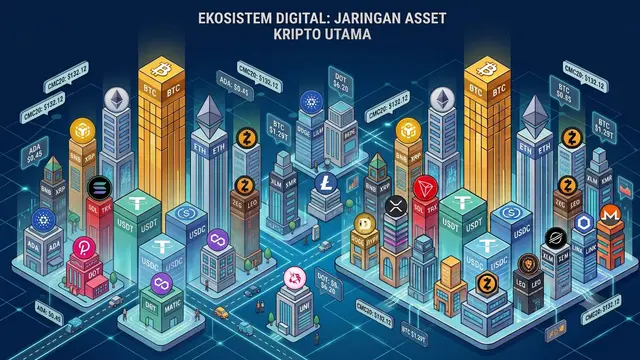 Ilustrasi kripto dengan kapitalisasi terbesar. (Foto by AI)