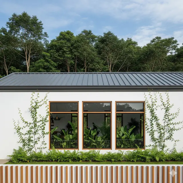 Inspirasi Rumah Sederhana di Kebun 2 Kamar Minimalis Tampak Estetik