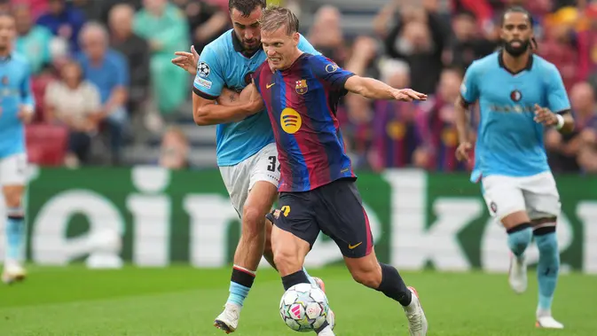 Barcelona Tundukkan Feyenoord 3-1, Dani Olmo Tampil Spektakuler di Montjuic