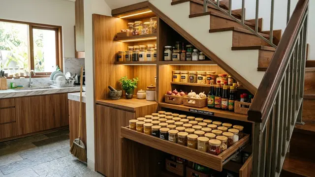 Ide Pantry Mini di Bawah Tangga/AI Generated