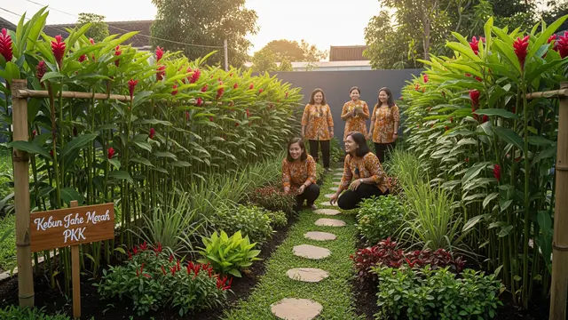 Ide Kebun Jahe Merah di Pekarangan untuk Ibu-ibu PKK/Gemini AI