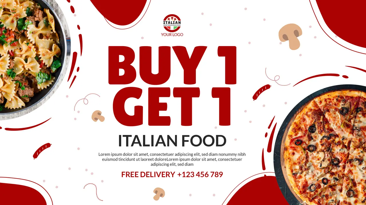 Ilustrasi promosi makanan, piza