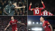 Berikut ini beragam selebrasi menarik Philippe Coutinho bersama Liverpool. Gelandang asal Brasil ini telah resmi pindah ke Barcelona dengan nilai transfer 142 juta poundsterling. (Kolase foto-foto dari AFP)