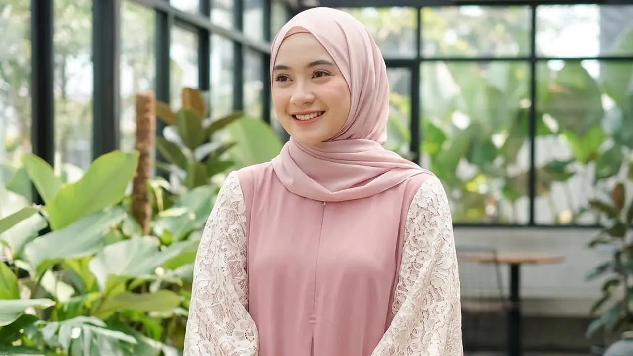 Gamis Lengan Balon Lapisan Brokat (Gemini AI)
