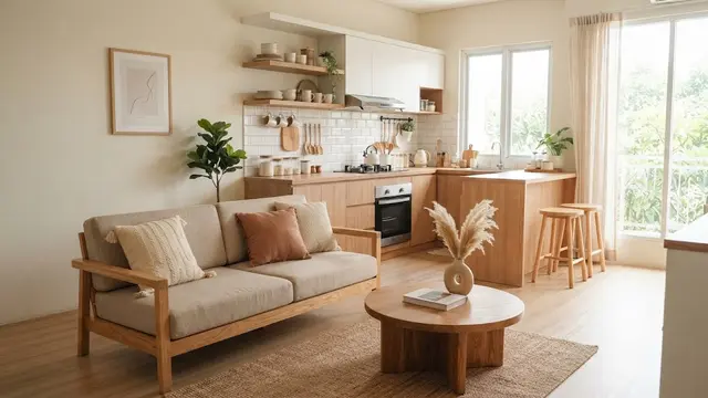 Inspirasi Rumah Kecil dengan Ruang Tamu dan Dapur Menyatu