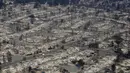 Pemandangan sejumlah rumah yang luluh lantak setelah kebakaran hebat di kawasan penghasil anggur Santa Rosa, California, Rabu (11/10). Kebakaran ini tercatat sebagai kebakaran terdahsyat di California dalam satu dekade terakhir. (AP Photo/Jeff Chiu)