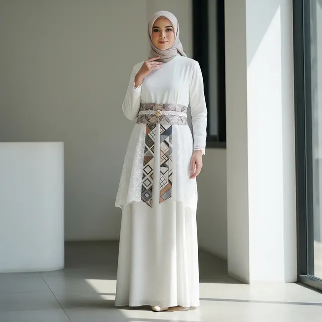 Gamis Batik Brokat Kekinian untuk Tren 2026 (Gemini AI)
