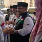 Menteri Agama Yaqut Cholil Qoumas melepas kepulangan jemaah haji Indonesia dari Makkah, Arab Saudi ke Tanah Air, Senin (3/7/2023) sore. (Nafiysul Qodar/Liputan6.com)