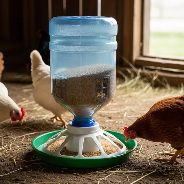 Tempat Pakan Ayam Otomatis dari Galon Bekas (Gemini AI)