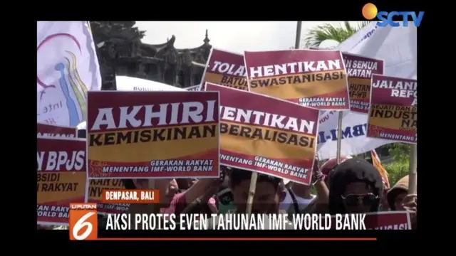 Ratusan pengunjuk rasa turun ke jalan tolak gelaran Annual Meeting IMF-World Bank Group di Nusa Dua, Bali, dibubarkan.
