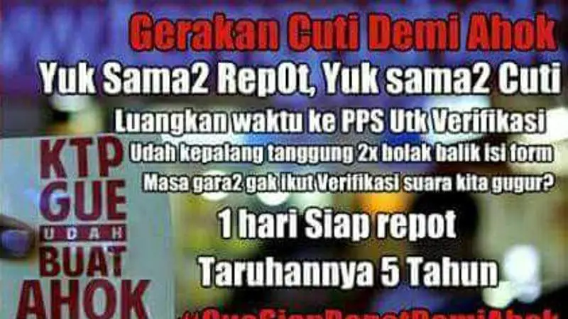  Relawan Ahok Buat Gerakan Cuti Bersama untuk Datang ke PPS