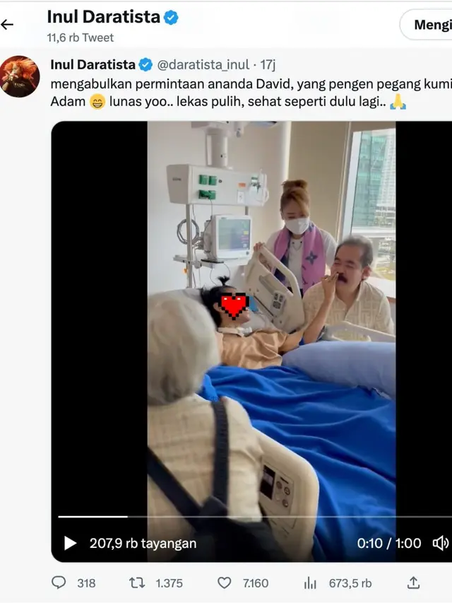 Cuitan Inul Daratista soal David Ozora. (Foto: Dok. Twitter @daratista_inul)