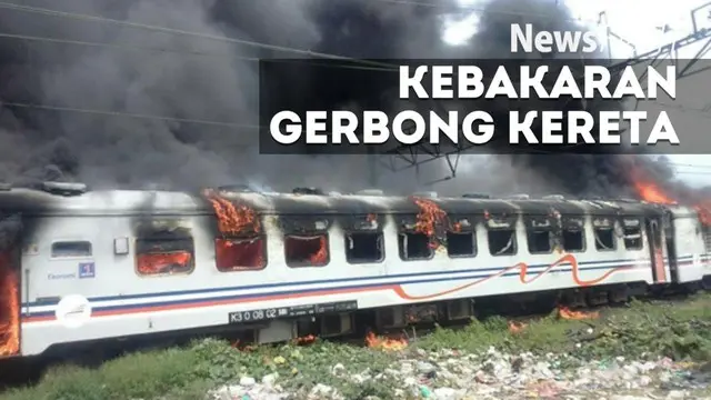Dua gerbong kereta Kerta Jaya kelas Ekonomi yang terbakar di dekat Stasiun Tanjung Priok, Jakarta Utara, sekitar pukul 13.30 WIB diduga akibat korsleting listrik dari mesin genset portable yang ada di dalam gerbong terakhir.