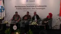 Diskusi dan peluncuran buku 'Memberantas Terorisme di Indonesia: Praktik, Kebijakan, dan Tantangan', di Hotel Atlet, Jakarta Pusat. (Merdeka.com)