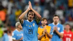 Reaksi pemain Uruguay usai melawan Ghana pada pertandingan sepak bola Grup H Piala Dunia 2022 di Stadion Al Janoub, Al Wakrah, Qatar, 2 Desember 2022. Uruguay mengalahkan Ghana 2-0, namun tetap tak lolos ke babak 16 besar Piala Dunia 2022. (AP PhotoThemba Hadebe)