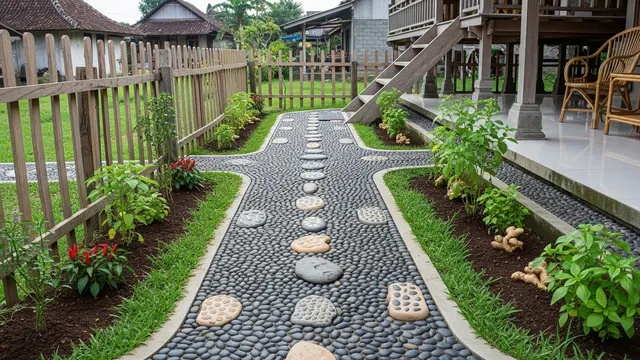 Desain Rumah Desa dengan Batu Terapi Kaki Depan Teras