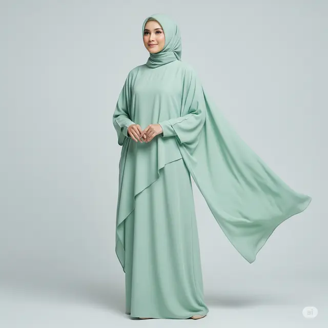 Gamis Kaftan Asimetris Modern