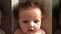 Seorang bayi lucu dan menggemaskan bernama Pixie Rose Masters lahir dengan rambut lebat dan indah. (Foto: Fox News / SWNS)