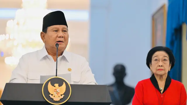 Presiden Prabowo Subianto dan Megawati Soekarnoputri saat jumpa pers di Istana Kepresidenan Jakarta, Minggu (31/8/2025) (Laily Rachev - Biro Pers Sekretariat Presiden)