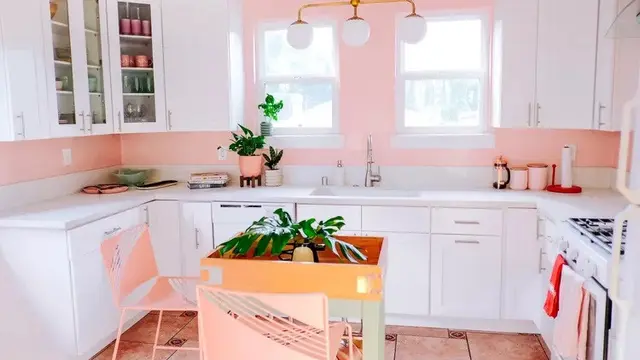 Kombinasi Warna Cat Dapur dengan Lemari Putih