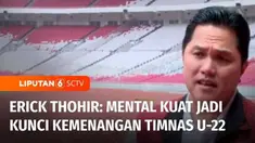 Seusai arak-arakan, tim Liputan6 diberi kesempatan spesial untuk berbincang dengan Ketua Umum PSSI, Erick Thohir, pelatih Indra Sjafri dan sejumlah punggawa timnas sepak bola peraih medali emas SEA Games 2023 Kamboja.