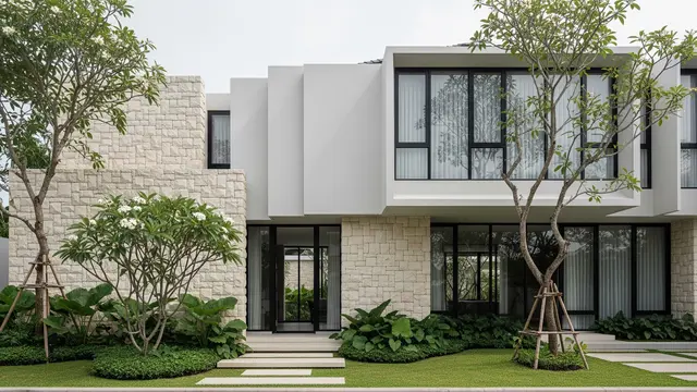 Inspirasi Fasad Rumah dengan Dinding Maju-Mundur agar Tidak Monoton/AI Generated