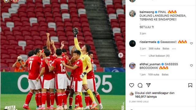 Timnas Indonesia Melaju ke Final AFF 2020, Baim Wong Siap Terbang Langsung Nonton di Stadion Singapura. (instagram.com/baimwong)