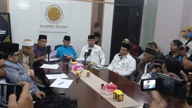 MUI Sulsel gelar konferensi pers terkait maklumat untuk jamaah aliran sesat Bab Kesucian. (Foto: Liputan6.com/MUI Sulsel)