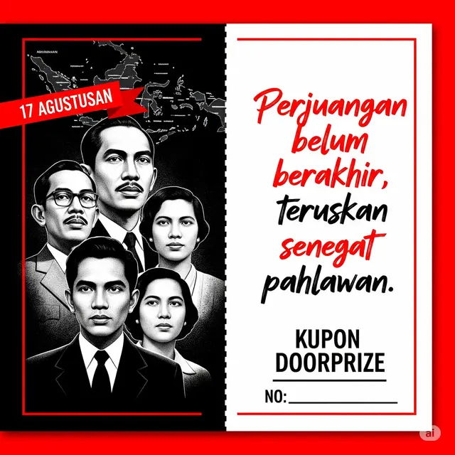 Desain kupon doorprize berhadiah acara 17 Agustus (Image by GeminiAI)