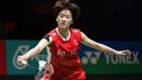 Gregoria gagal lolos ke semifinal Malaysia Open 2024 setelah dikalahkan Chen Yu Fei dua set langsung 13-21 dan 17-21 di babak 16 besar. (AP Photo/Kien Huo)