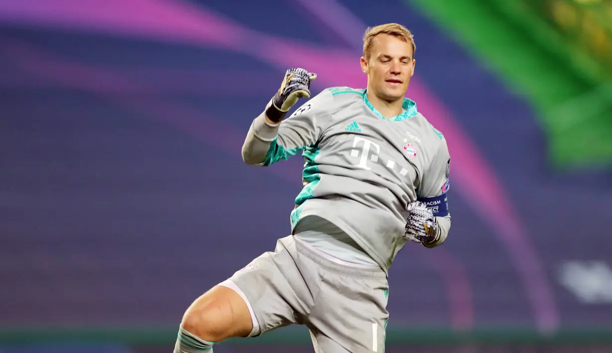 Manuel Neuer - Kiper kawakan asal Jerman itu bisa menjadi batu sandungan bagi barisan depan PSG di final Liga Champions nanti. Kiper berusia 34 tahun itu terkenal heroik dan berpengalaman dalam memenangkan pertandingan di laga final. (AFP/Miguel A. Lopes/Pool)