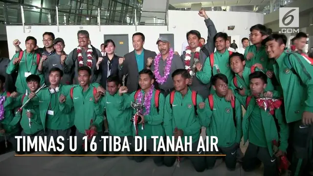 Setelah mengiikuti kejuaraan sepak bola U 16 Jenesys Cup 2018 di Jepang, rombongan tim nasional tiba di Terminal 3 Bandara Soekarno Hatta.