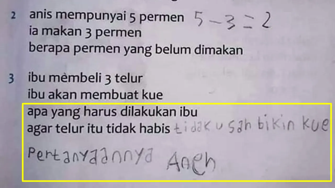 6 Jawaban Murid saat Mengerjakan Soal Matematika Ini Bikin Tepuk Jidat