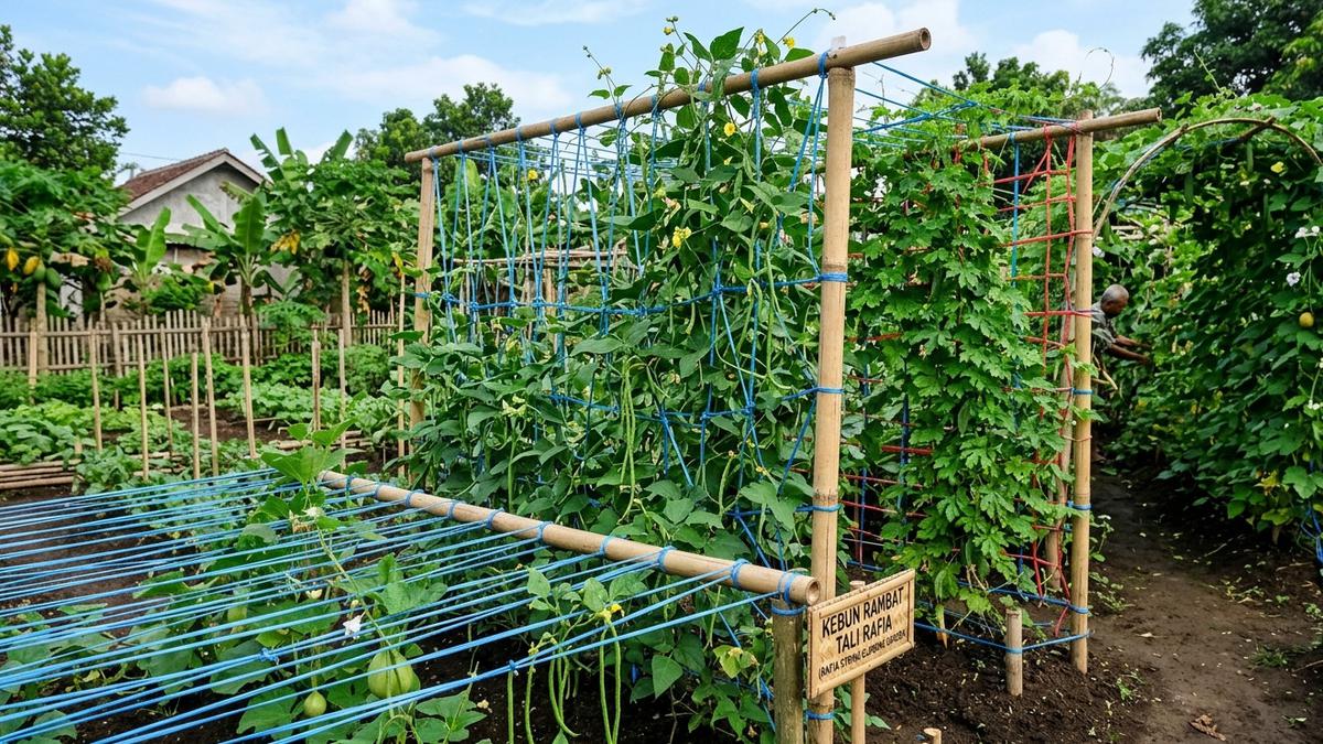 Cara Buat Kebun Rambat dari Tali Rafia yang Murah, Praktis, dan Cocok untuk Lahan Sempit