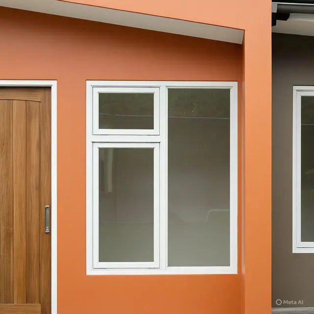 Fasad Minimalis dengan Warna Pepaya Matte