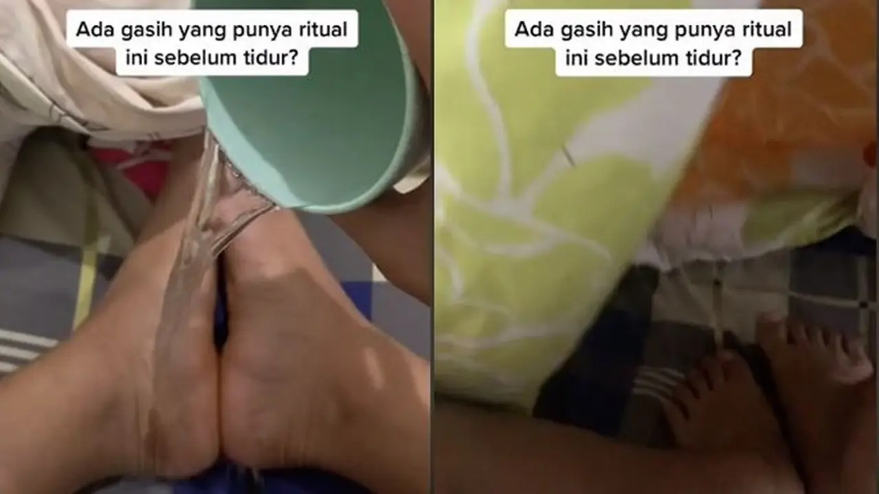 Viral Ritual Absurd Sebelum Tidur, Kaki Langsung Disiram Air di Kasur