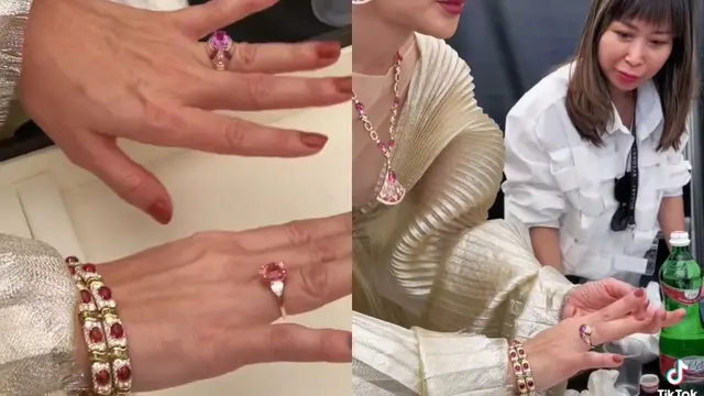 Luna Maya menggunakan perhiasan mewah seharga satu komplek perumahan (TikTok/@lunamaya)