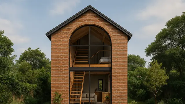 Model Rumah Kecil Tapi Cantik 5x7 Meter dari Bata Ekspos dan Kayu/Ilustrasi AI
