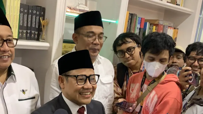 Ketua Umum PKB Muhaimin Iskandar alias Cak Imin saat ditemui wartawan di di kantor DPP PKB,  Jumat (4/8/2023).