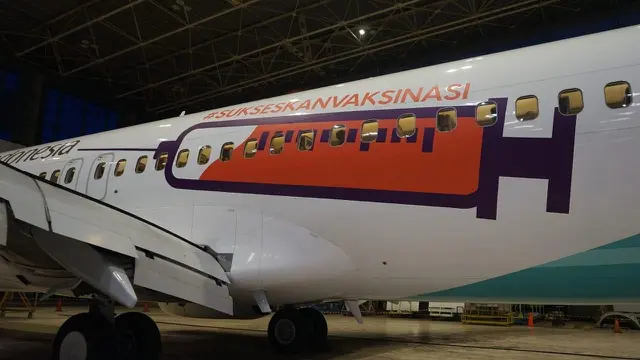 Maskapai nasional Garuda Indonesia pada Jumat (15/1) meluncurkan livery khusus dalam rangka mendukung program vaksinasi Covid-19 nasional. (Dok Garuda)